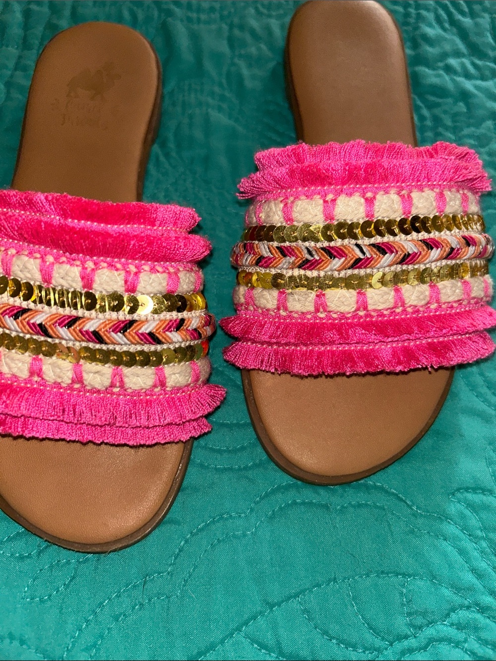 Bright Pink Embellished Slide Sandals - Unknown Brand - Picture 4 of 4
